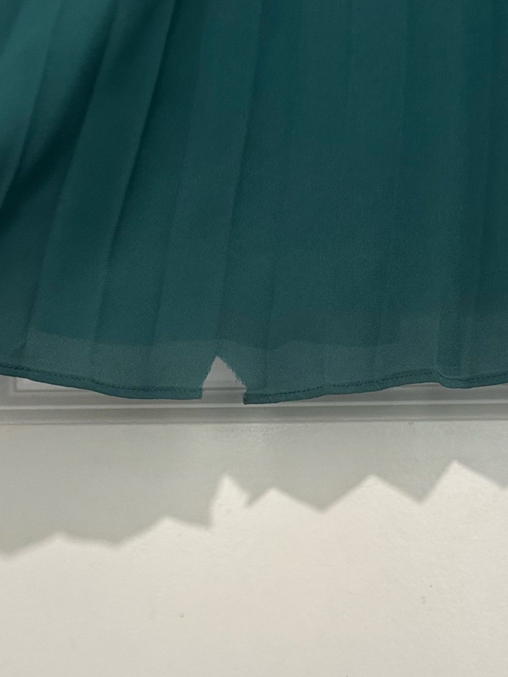 Penningtons Teal Pleated Button-Front Tie-Neck Blouse - Picture 9 of 13